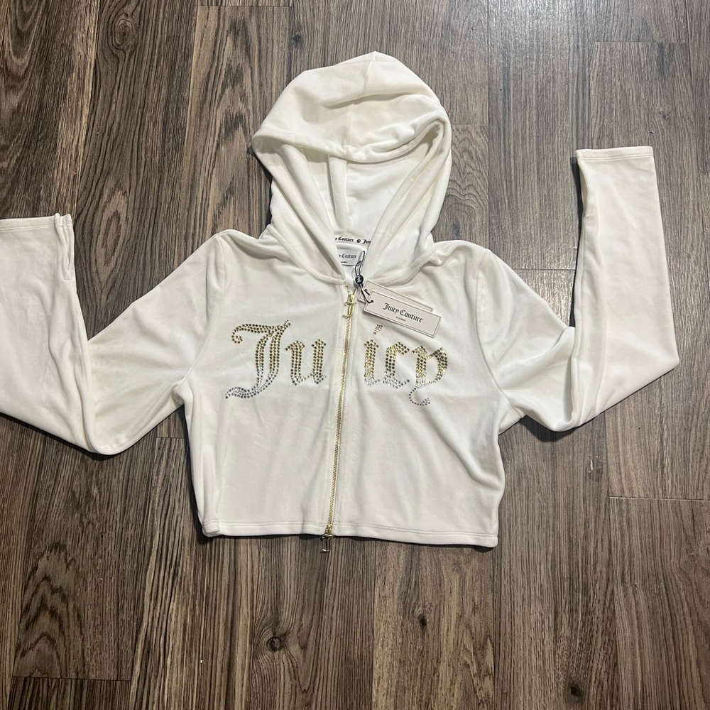 Juicy Couture Cream Hoodie with Gold Accents new